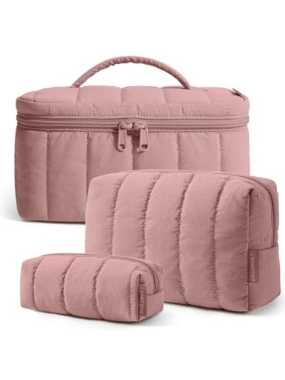 3-Piece Puffy Travel Cosmetic Bag Set Water-Resistant Makeup Pouches